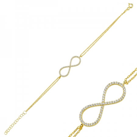 Bratara argint 925 aurit cu simbolul infinit si zirconii albe - Infinite You BTU0055 [0]
